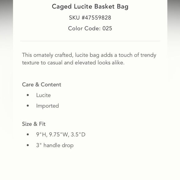 Anthropologie caged lucite basket bag NWT - Picture 5 of 8